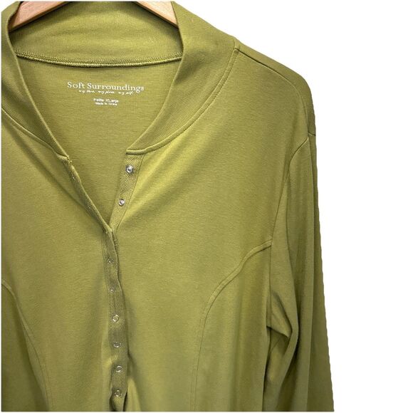 Soft Surroundings Women Northport Jacket PXL Olive Green Snap Front Lagenlook - Picture 3 of 11